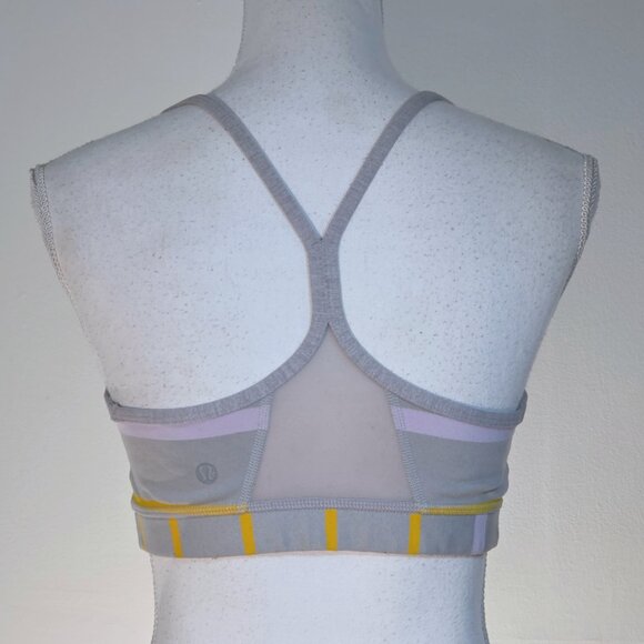 Lululemon Flow Y Bra IV Pop Stripe Heathered Light & Medium Grey/Pretty Purple - Picture 6 of 8